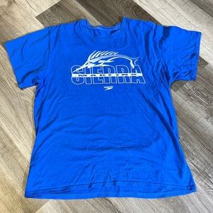 Vintage Y2K Speedo Sierra Marlins Fishing Championship Blue Short Sleeve